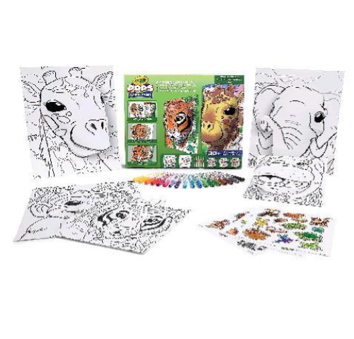 CRAYOLA POPS GIUNGLA SUPER SET 3D ATTIVITÀ PER COLORARE E CREARE DISEGNI CON CARTONCINI PENNARELLI FOGLI ADESIVI COLORI ASSORTITI